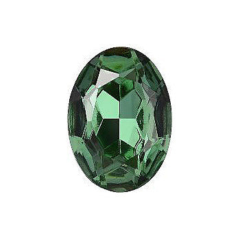 Oval Faceted Pointed Back (Doublets) Crystal Glass Stone, Green 4 Transparent With Chrome (50570-Chr), Czech Republic