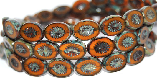 Table Cut Oval Beads Kiwi, 81240 Travertin (81240 86800), Glass, Czech Republic