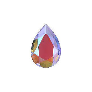 Pear Faceted Pointed Back (Doublets) Crystal Glass Stone, Violet 3 Transparent With Ab (20210-Abt), Czech Republic