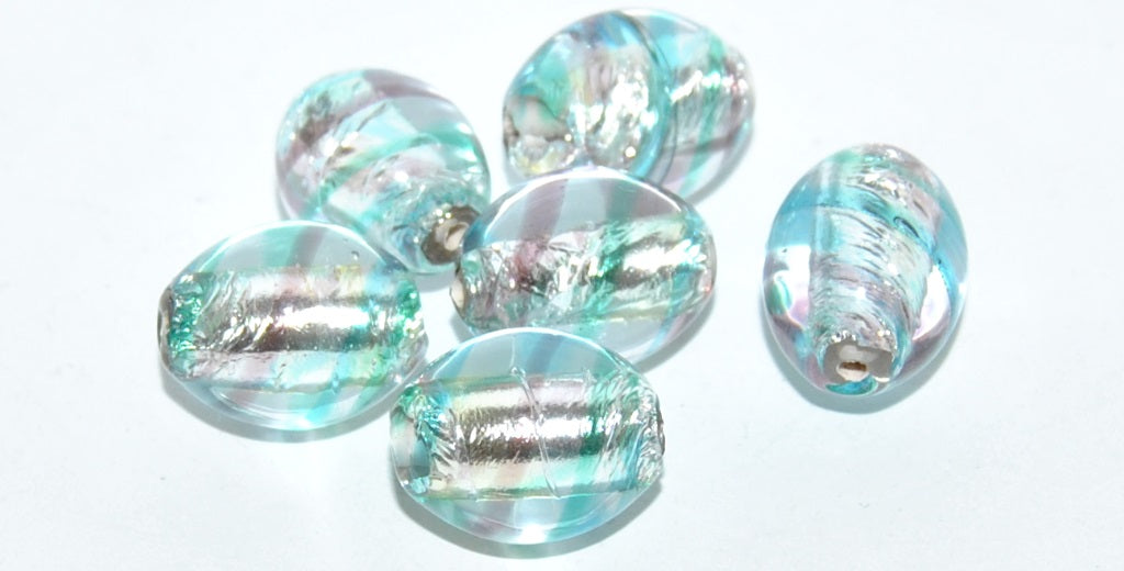 Oval Lampwork Glass Handmade Beads, (C), Glass, Czech Republic