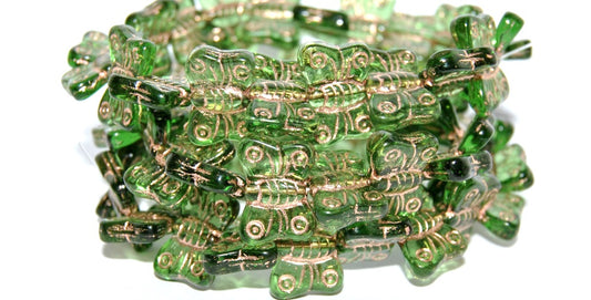 Butterfly Pressed Glass Beads, Opaque Green 54200 (53130 54200), Glass, Czech Republic