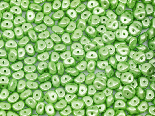 Es-o 2-hole round beads (like SuperDuo) Pastel Green (25024), Glass, Czech Republic