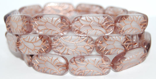 Rectangle With Ornament Pressed Glass Beads, (6208 54200), Glass, Czech Republic