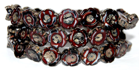 Table Cut Round Beads Hawaii Flowers, (26907 43400), Glass, Czech Republic