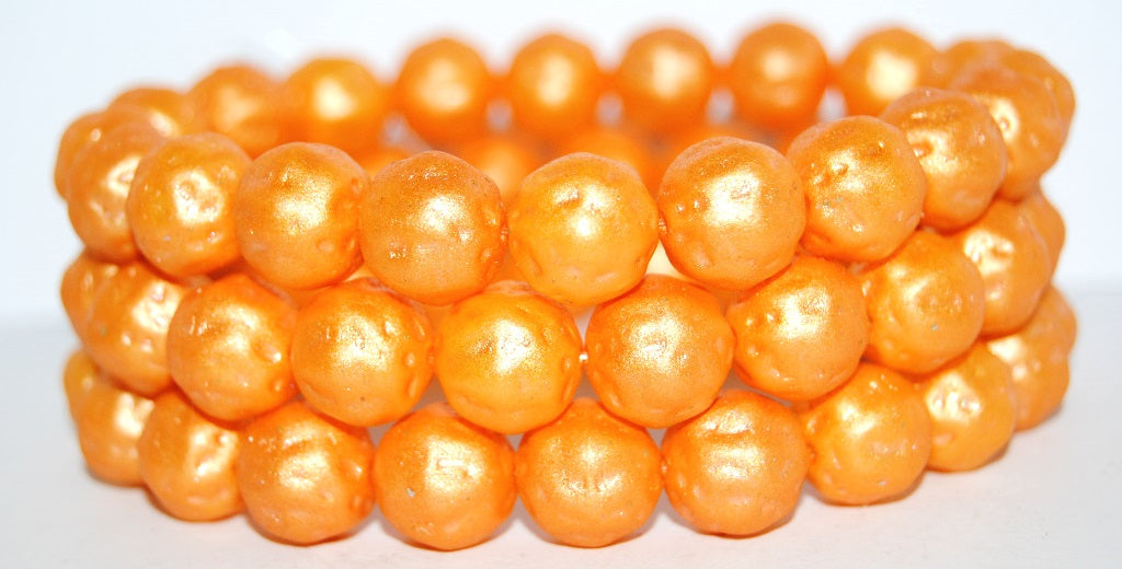 Round Pressed Glass Beads Orange Fruit, 70485 (70485), Glass, Czech Republic