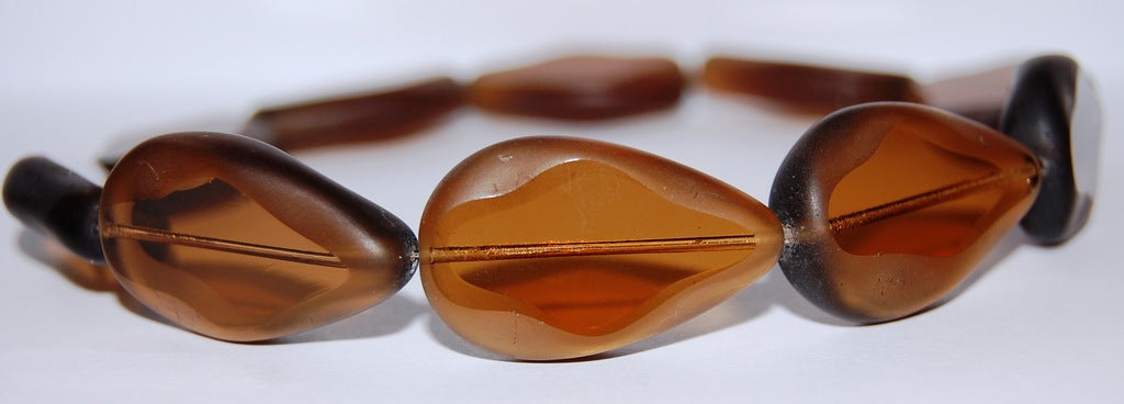 Table Cut Teardrop Beads, Transparent Brown Luster Cream (10210 14401), Glass, Czech Republic