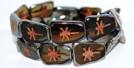 Table Cut Rectangle Beads With Dragonfly, Green Mixed Colors 4355307 (Green Mix 4355307), Glass, Czech Republic