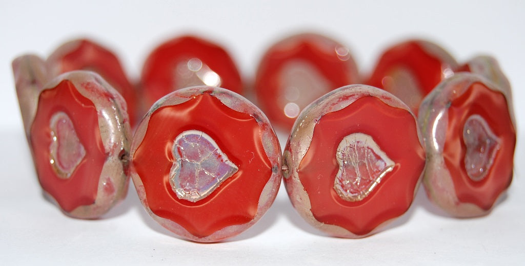 Table Cut Round Beads With Heart, (96020 43400), Glass, Czech Republic