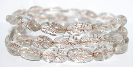 Oval With Rays Pressed Glass Beads, Transparent Blue 54200 (30010 54200), Glass, Czech Republic