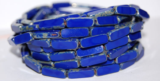 Table Cut Rectangle Beads, Opaque Blue 43400 (33070 43400), Glass, Czech Republic
