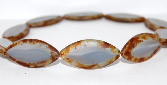 Table Cut Oval Beads, 46010 Travertin (46010 86800), Glass, Czech Republic