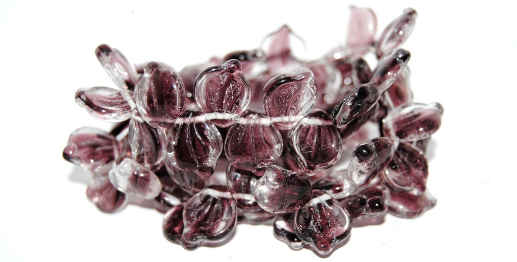 Leaf Petal Pressed Glass Beads, 27008 (27008), Glass, Czech Republic