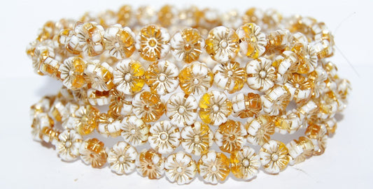 Hawaii Flower Pressed Glass Beads, (812102010 54202), Glass, Czech Republic