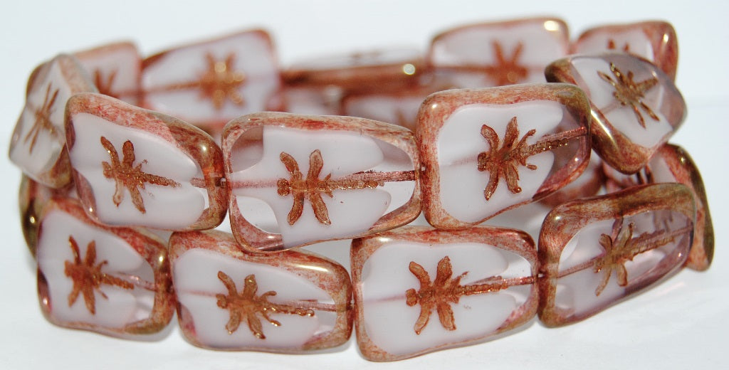 Table Cut Rectangle Beads With Dragonfly, 6208 Luster Violet Full Coated (6208 14496), Glass, Czech Republic