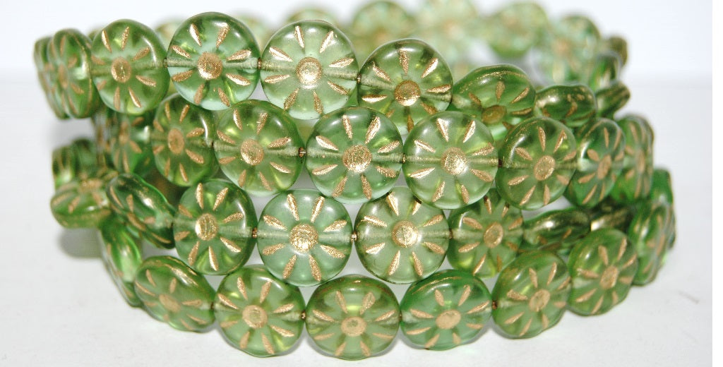 Flower Pressed Glass Beads, (5050010Mix 54202M), Glass, Czech Republic