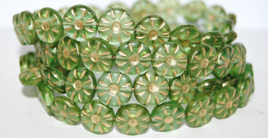 Flower Pressed Glass Beads, (5050010Mix 54202M), Glass, Czech Republic