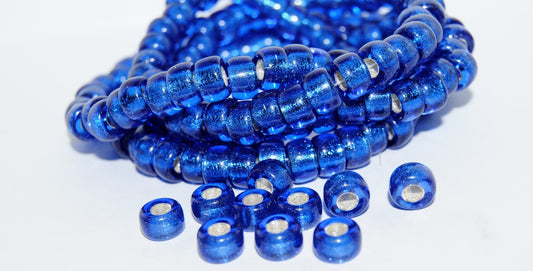 Pony Big Round Bagel Beads With Big Hole, Transparent Blue 81800 (30040 81800), Glass, Czech Republic