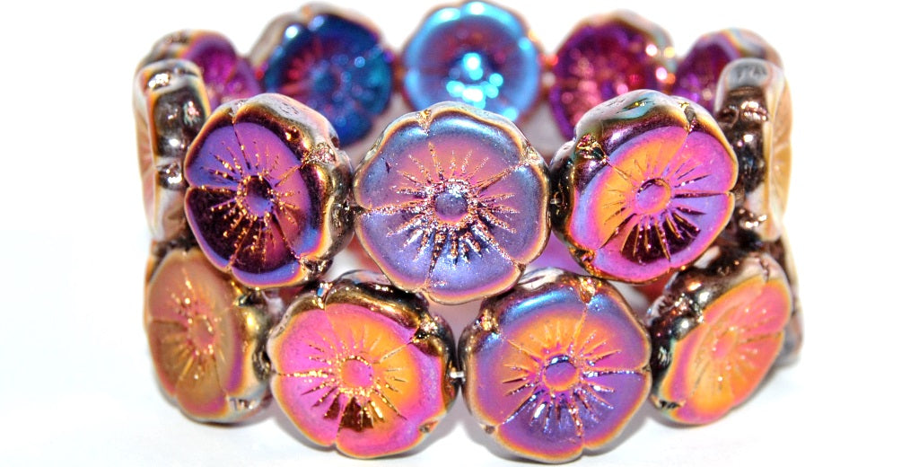 Hawaii Flower Pressed Glass Beads, (29500 2Xside), Glass, Czech Republic