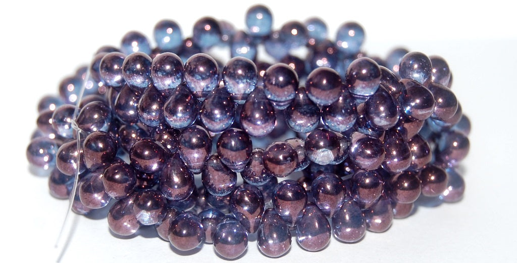 Pear Drop Pressed Glass Beads, Crystal Purple (30 15726), Glass, Czech Republic
