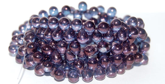 Pear Drop Pressed Glass Beads, Crystal Purple (30 15726), Glass, Czech Republic