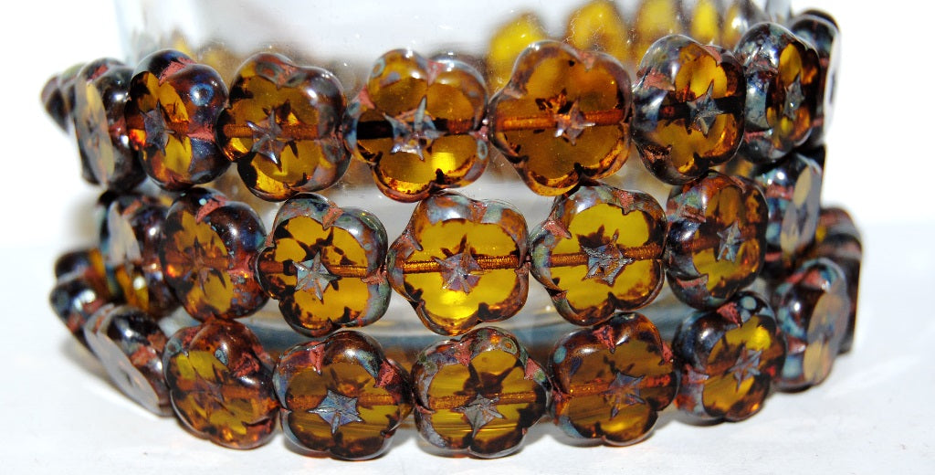 Table Cut Flower Beads, Transparent Orange 43400 (10040 43400), Glass, Czech Republic