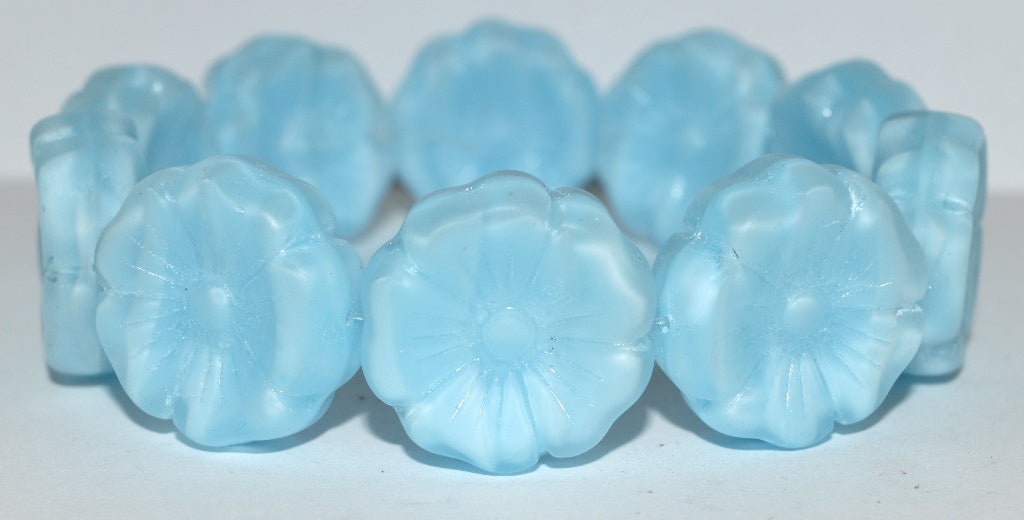 Hawaii Flower Pressed Glass Beads, 66017 Matte (66017 M), Glass, Czech Republic