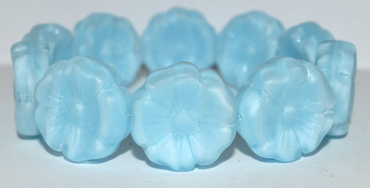 Hawaii Flower Pressed Glass Beads, 66017 Matte (66017 M), Glass, Czech Republic