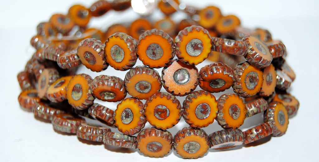 Table Cut Round Flower Beads Daisy, (81260 43400), Glass, Czech Republic