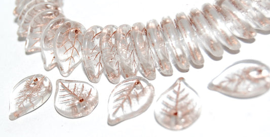 Leaf Pressed Glass Beads, Crystal 54200 (30 54200), Glass, Czech Republic
