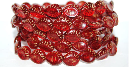 Tear Oval Pressed Glass Beads, Transparent Pink 54202 (70010 54202), Glass, Czech Republic