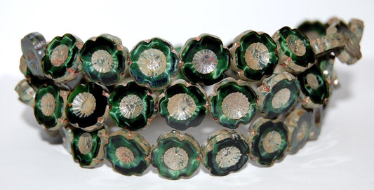 Table Cut Round Beads Hawaii Flowers, (26507 43400), Glass, Czech Republic