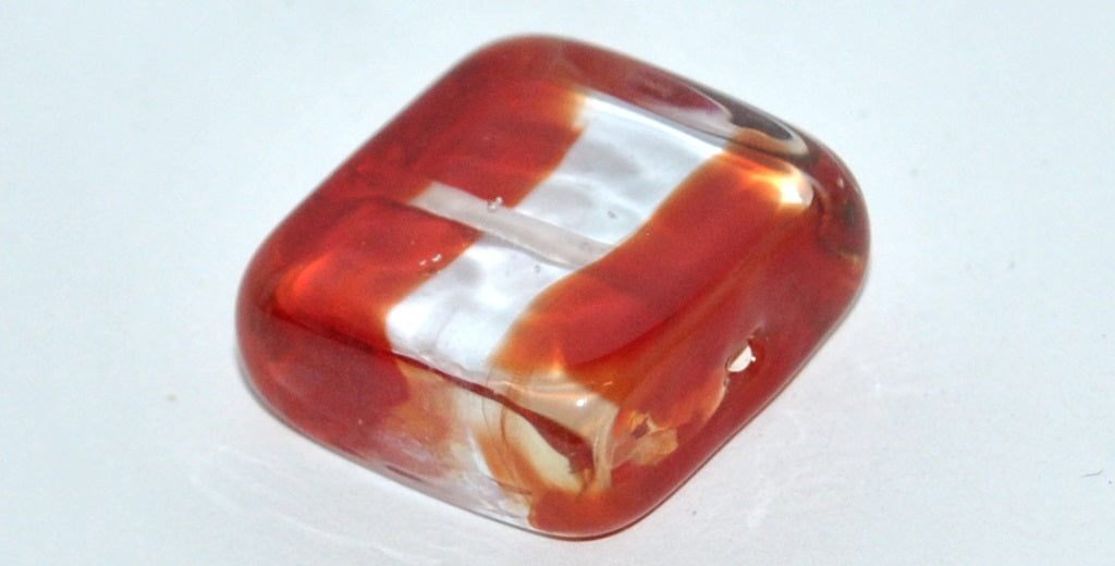 Czech Glass Hand Made Square Lampwork Beads, (C), Glass, Czech Republic