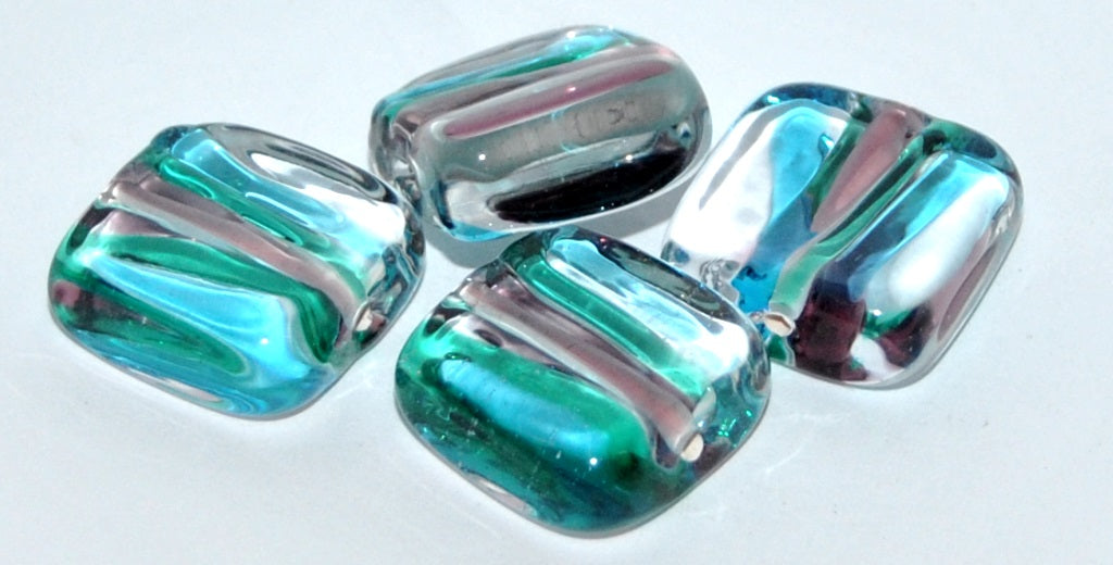 Czech Glass Hand Made Square Lampwork Beads, (J), Glass, Czech Republic