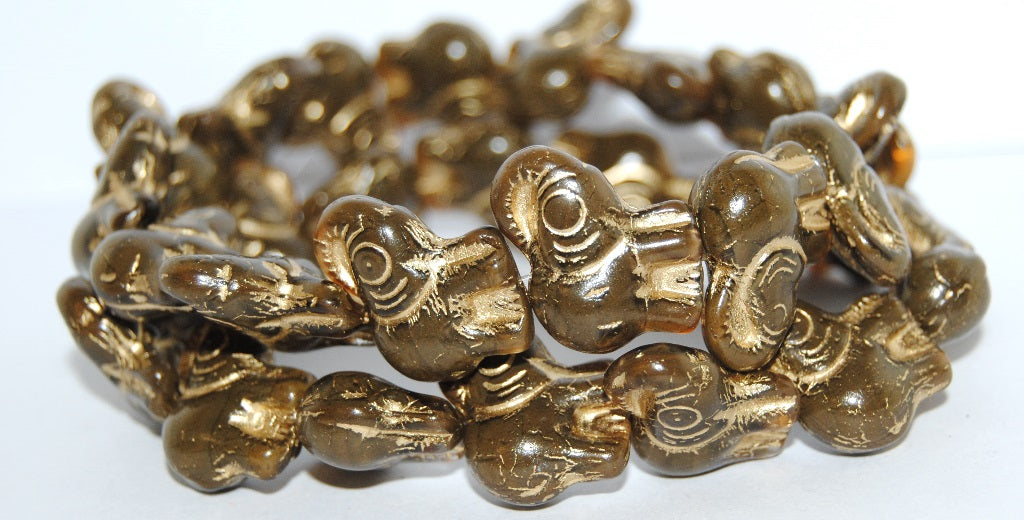 Elephant Animal Pressed Glass Beads, (16617 54202), Glass, Czech Republic