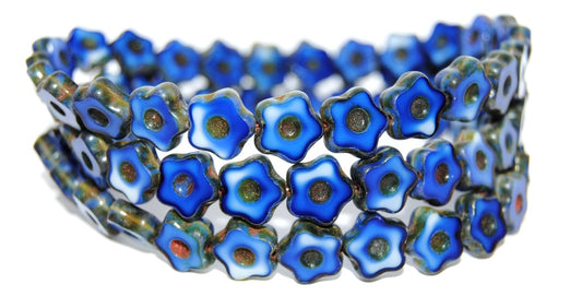 Table Cut Flower Beads With Dot, 37005 Travertin (37005 86800), Glass, Czech Republic