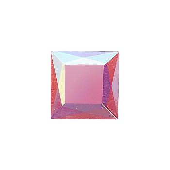 Square Faceted Pointed Back (Doublets) Crystal Glass Stone, Pink 10 Opaque With Ab, Polished (71012-A-Abp), Czech Republic