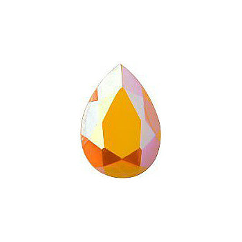 Pear Faceted Pointed Back (Doublets) Crystal Glass Stone, Yellow 11 Opaque With Ab, Polished (93110-Abp), Czech Republic