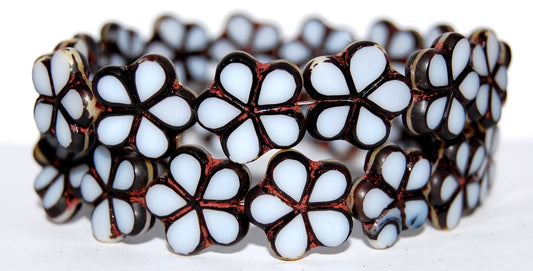 Table Cut Flower Beads, 17025 Travertin (17025 86800), Glass, Czech Republic