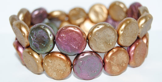 Round Flat With Flower Marguerite Pressed Glass Beads, 1620 (1620), Glass, Czech Republic