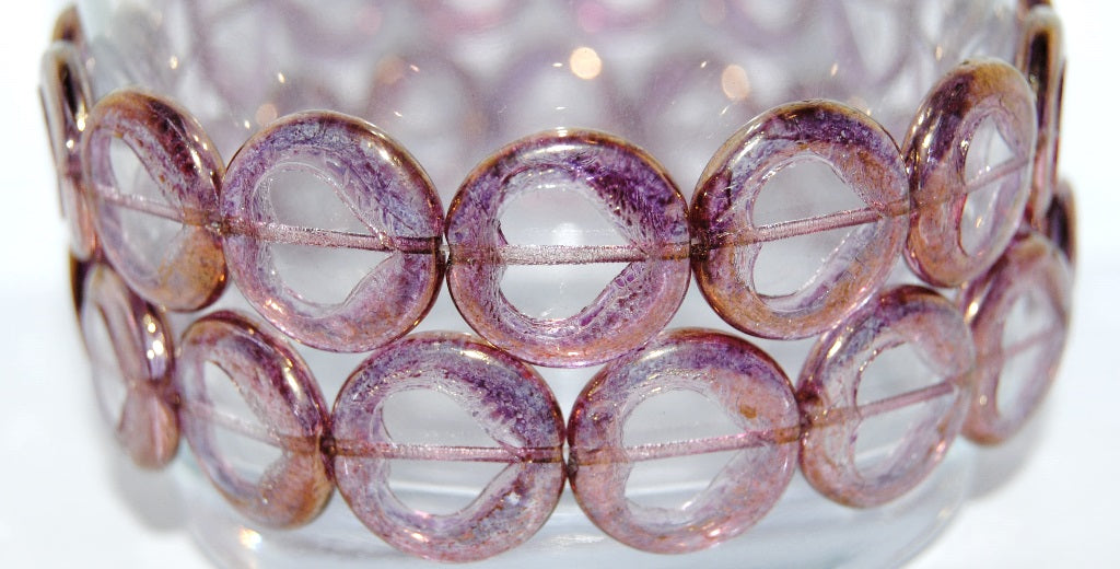 Table Cut Round Beads With Heart, Crystal Luster Violet Full Coated (30 14496), Glass, Czech Republic