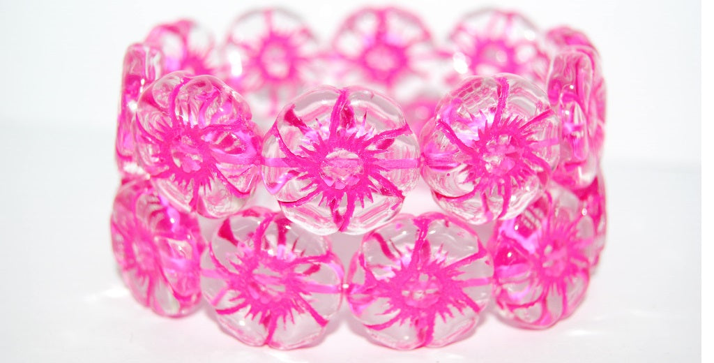 6-Petal Flower Pressed Glass Beads, Crystal 46470 (30 46470), Glass, Czech Republic