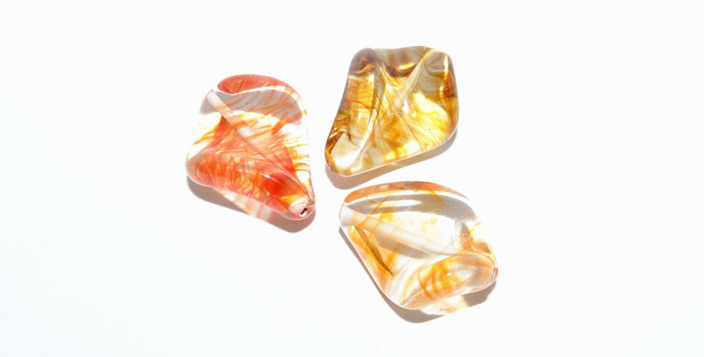 Leaf Lampwork Glass Handmade Beads, (I), Glass, Czech Republic