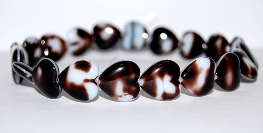 Heart Pressed Glass Beads, 17025 (17025), Glass, Czech Republic