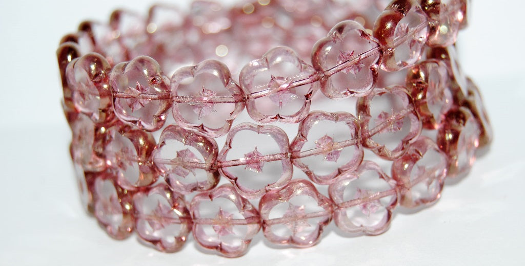 Table Cut Flower Beads, Crystal 14495B (30 14495B), Glass, Czech Republic