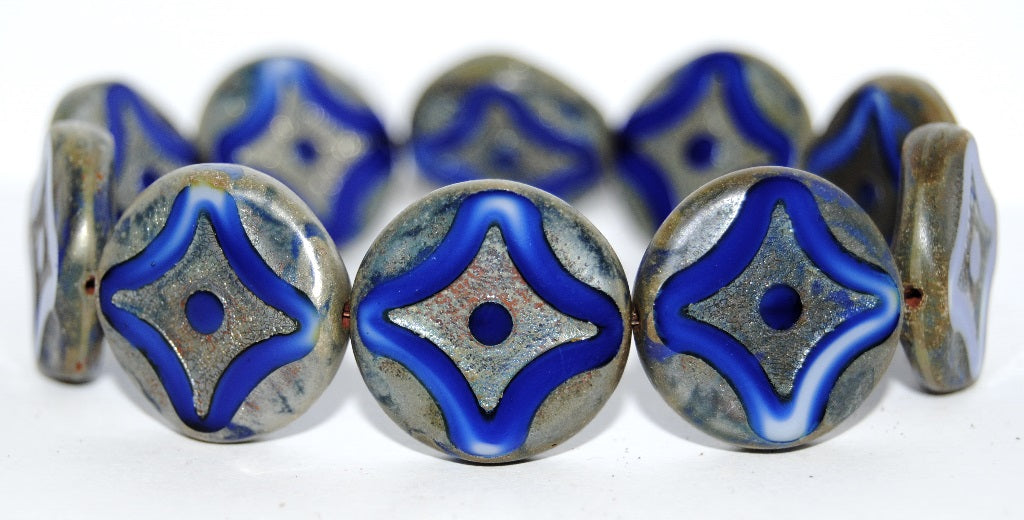 Table Cut Round Beads With Star, (37005 43400), Glass, Czech Republic