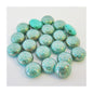 PRECIOSA Candy beads 2-hole round glass cabochon Laser Etched Decor On Turquoise Chrome Glass Czech Republic