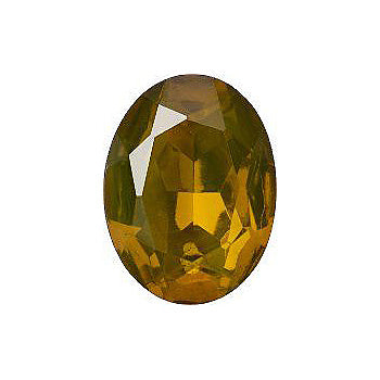 Oval Faceted Pointed Back (Doublets) Crystal Glass Stone, Yellow 12 Transparent With Chrome (80040-Chr), Czech Republic