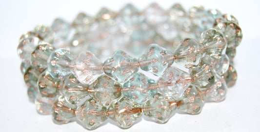 Lantern Pressed Glass Beads, Mixed Colors 54200 (Mix 54200), Glass, Czech Republic