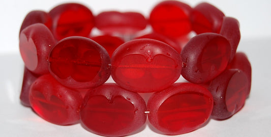 Table Cut Oval Beads, Mixed Colors Ruby Matte (Mix Ruby M), Glass, Czech Republic
