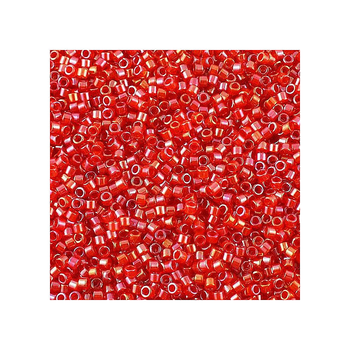 Miyuki Delica Rocailles Seed Beads Red Inside Dyed Red Ab Glass Japan